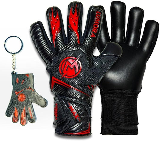 Goalkeeper Gloves-Professional Negative Cut Goalie Gloves with Contact Max Grip, 4mm Foam Padding & Airprene Backhand| No Finger Save, All-Weather Performance. Sizes (7-10)