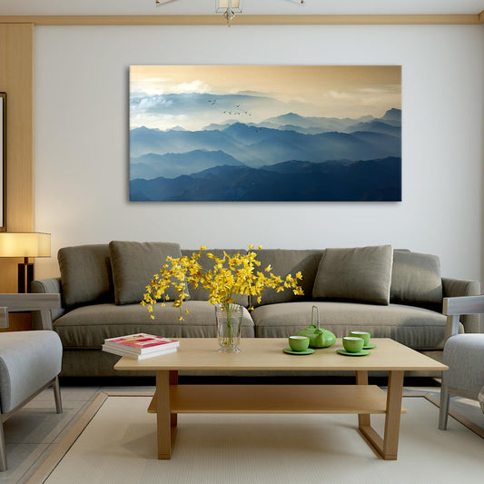 JLXART Large Wall Art Misty Mountain Landscape Canvas Prints Wall Decor Living Room Bedroom Natural Scenery Office Decor Pictures 20"X40"