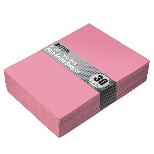 Better Office Products Pink EVA Foam Sheets, 30 Pack, 2mm Thick, 9 x 12 Inch, Pink Color, for Arts and Crafts, 30 Sheets Bulk Pack