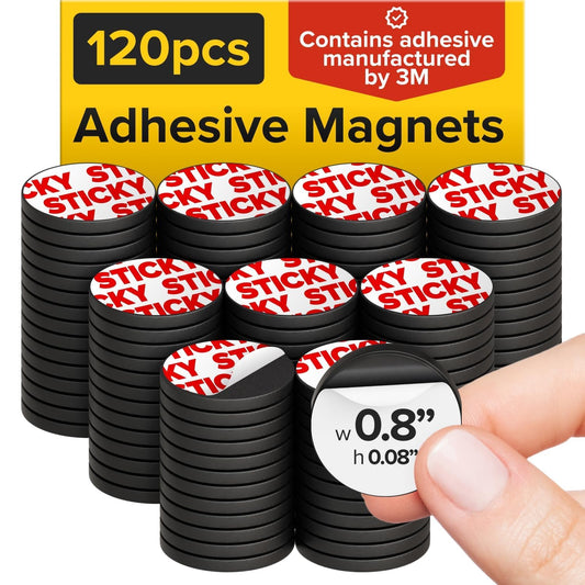 Peel-&-Stick Flexible Adhesive Magnets - 120 Magnetic Dots for Office Supplies, Whiteboard, Crafts, Fridge, & School Projects
