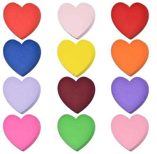 200 Pcs Valentine‘s Day Colorful Heart Cutouts Romantic Love Cutout Decoration with Adhesive Dots 6" for Bulletin Board Classroom School Party Supplies