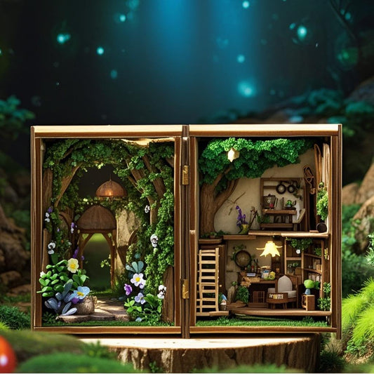ESTUSR DIY Miniature Dollhouse Kits - Wooden Mini Model House with LED Lights, Tiny Furniture & Accessories – Craft Building Kits for Teens & Adults (Forest Wonderland) – Birthday Valentine's Gift