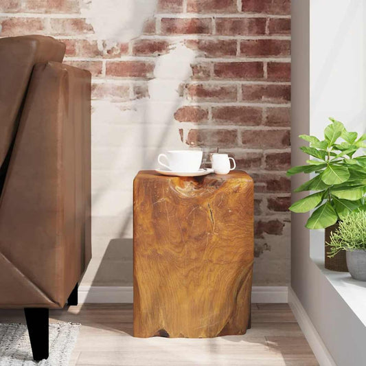 Tidyard Handmade Teak Wooden Stool with Rustic Charm, Unique Footrest or Side Table for Living Room 30 x 30 x 40 cm