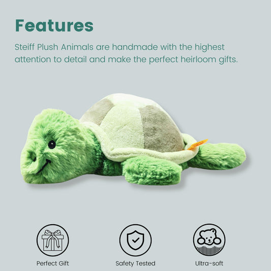 Steiff Tuggy Turtle - Premium Soft Cuddly Turtle Plush Toys (Green/Blue, 11"), Ocean Theme