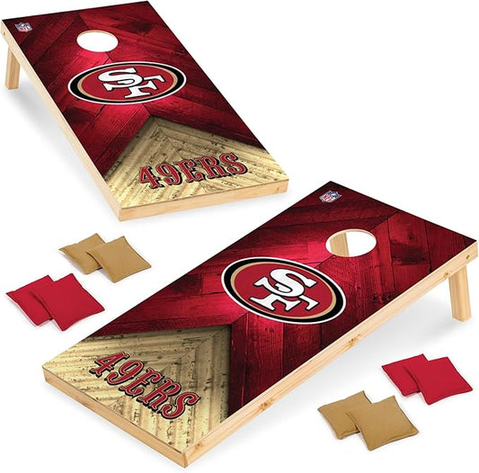 NFL Football 2' x 4' Regulation Size Solid Wood Cornhole Set with Direct Print HD Team Graphics Great Gift for Any Football Fan! Bean Bag Toss Family Outdoor Game
