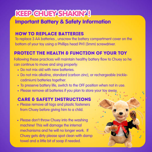 Cuddle Barn Chuey Bamba 12" Singing Chihuahua Animated Plush Toy, Shakes Maracas to La Bamba | Cinco de Mayo Party Gift | Great for Birthdays & Celebrations | Fun Toy for Kids, Adults