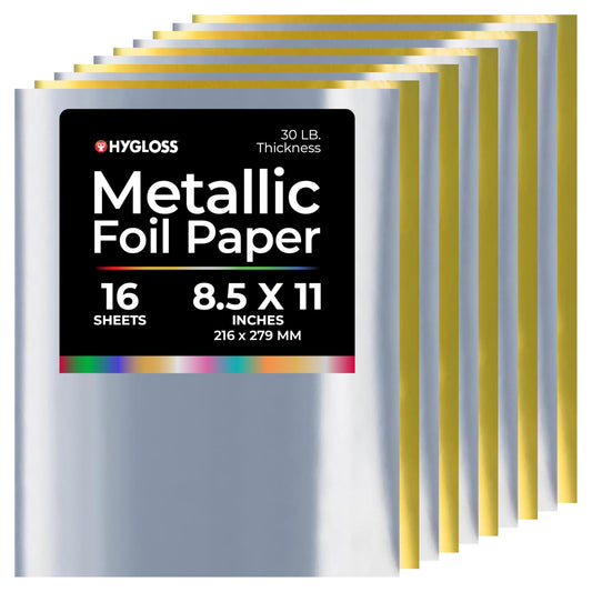 Hygloss Metallic Foil Paper - 16 Sheets Gold and Silver Shiny Papers - 8.5x11 Inches - Ideal Foil Papers for Crafts - Shiny Craft Paper Sheets