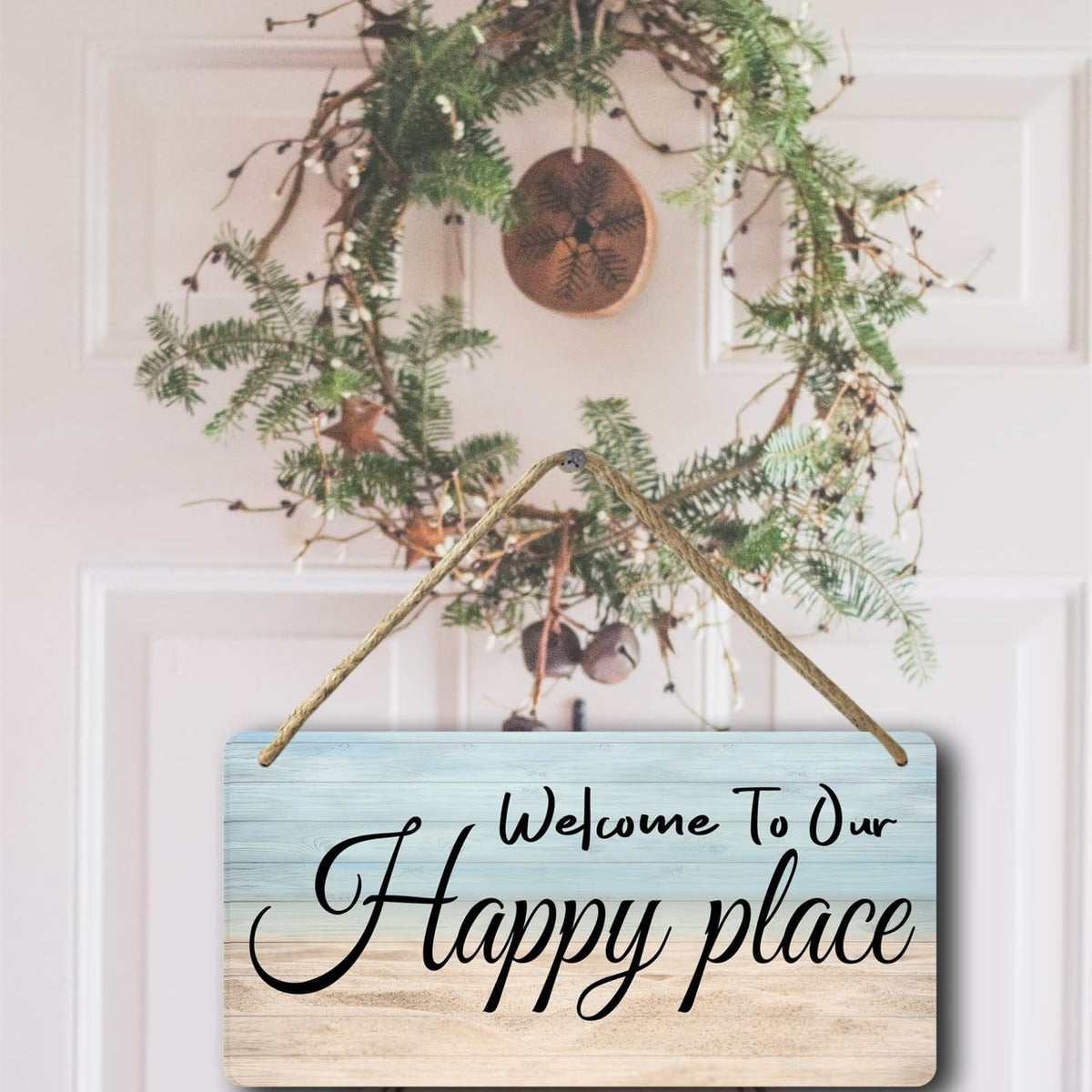 Welcome Home Sweet Home Sign - Personalized Wooden Hanging Decor For Front Door, Patio, Wall or Porch