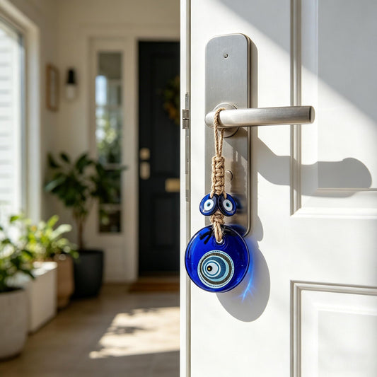 3.1'' Large Glass Evil Eye Amulet Turkish Nazar Bead Home Protection Charm Wall Hanging Ornament for Christmas Tree