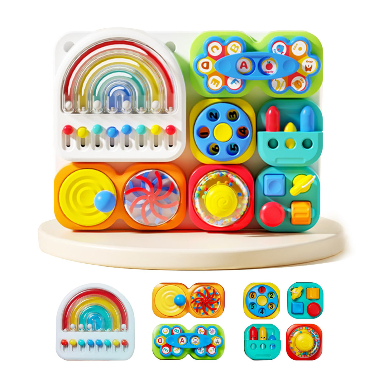 auby Busy Board 3.0 Detachable & Assemblable Educational Sensory Toy for Toddlers 1-6 – Portable Learning Activity Board with 7 Travel-Friendly Tools, Fine Motor Skills Development