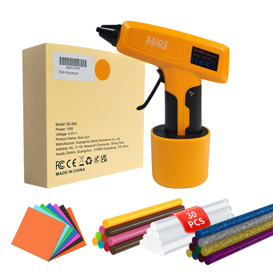 Cordless Hot Glue Gun Kit, Wireless Mini Glue Gun Fast Heating, Rechargeable Battery Powered, Portable Craft Glue Gun for DIY Crafts, Home Repair, Quick Fix, Wood Plastic Fabric，Yellow