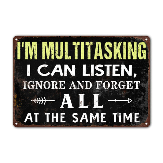Bestylez Vintage Sign "I'm Multitasking" Funny Metal Tin Sign - Cool Wall Art for Man Cave, Home Bar, Garage or Office Decor (289)
