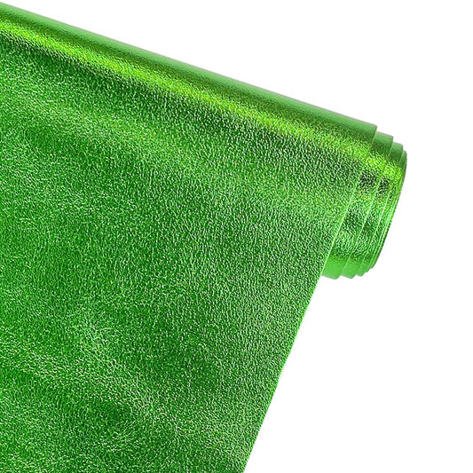ONEART | Metallic Green Soft Faux Leather Fabric, 0.9 mm Lambskin Synthetic Pleather for Handbag Wallets Hair Bows Crafts