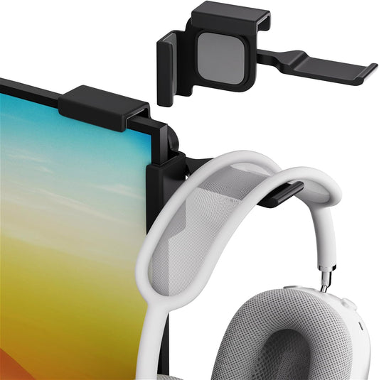 wigmoa 1PACK Headset 360 Clamp-On Monitor Headphone Stand Adjustable Holder with Rotating Hook, Silicone Protection