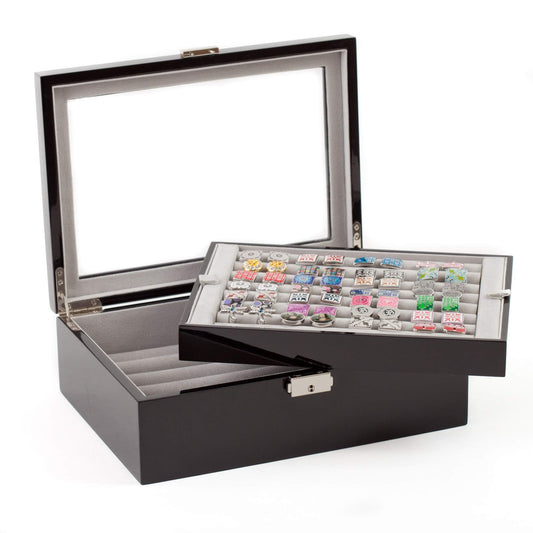 Black Double Layer Jewelry Cufflinks Storage Presentation Box / Case by Cuff-Daddy