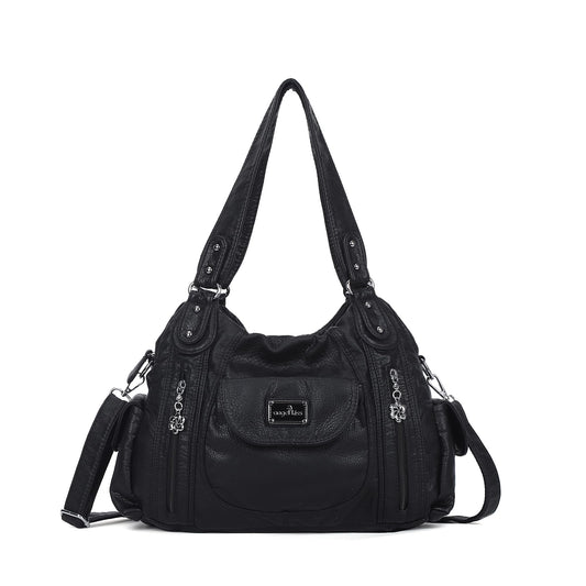 Angel Kiss Purses for Women, Large Shoulder Bag Hobo Tote Purse Mutipocket Faux Leather Satchel Hobo Purse