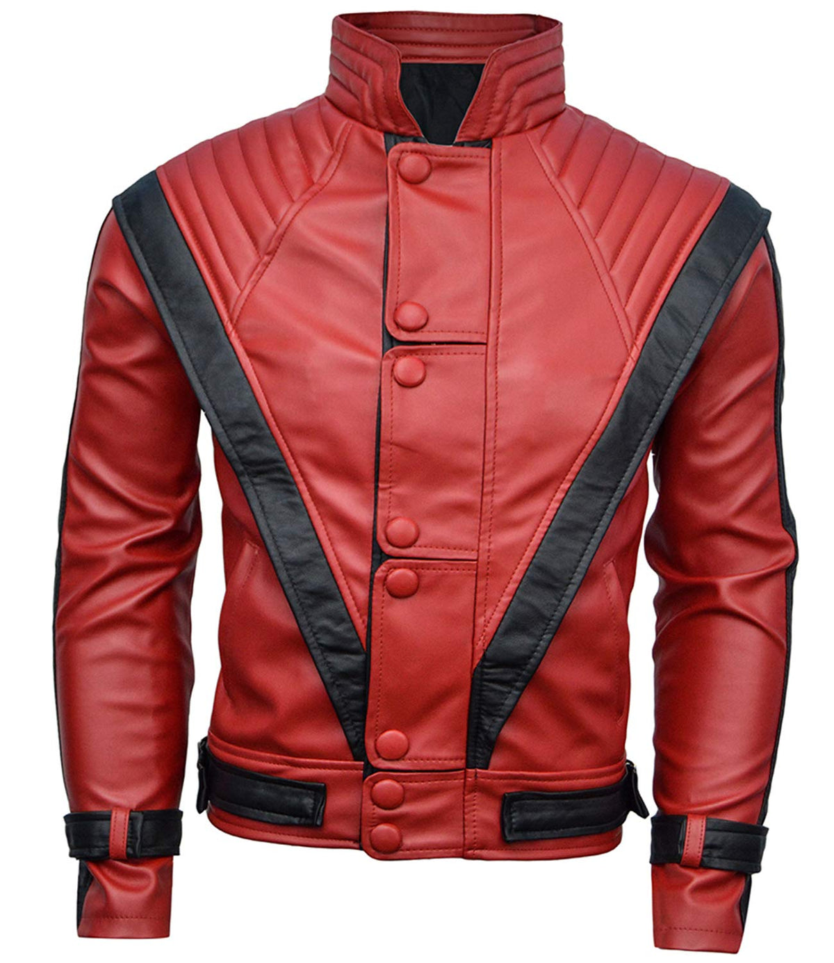 DIZLLER Party&Dance wear - D1 - Red & Black leather Jacket - FAUX Leather - 3XL