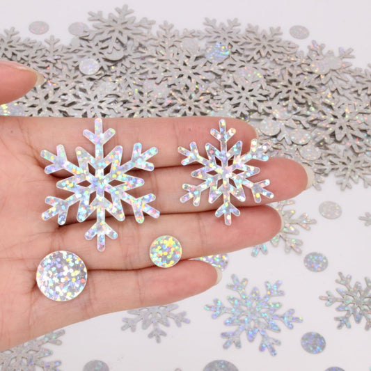 Blopee Snowflake Confetti, 300 PCS Christmas Confetti for Winter Wonderland Party Decorations, holographic Snow Table Scatter for Winter Wonderland Baby Shower Decorations