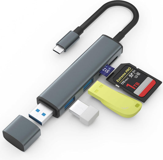 TIANSONG 3.0 15/iPad/Mac 4 S23 S22 USB SD Card Reader with Dual USB Ports, USB C SD Card Reader for iPhone Ports Read