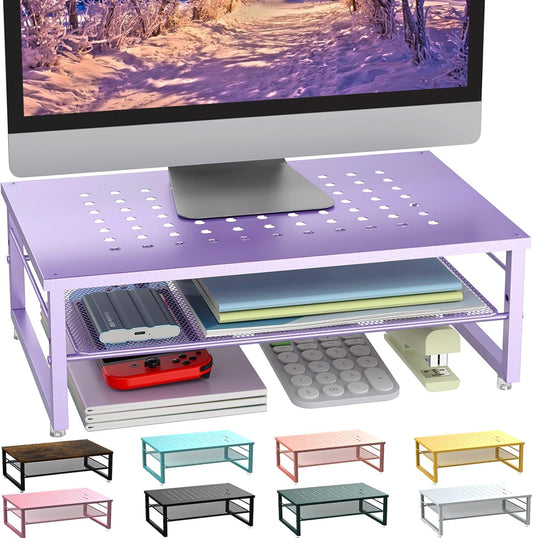 2-Tier gianotter Metal Monitor Stand Riser, Office Desk Storage Organizer for Computer Monitor, Laptop, Printer, Office