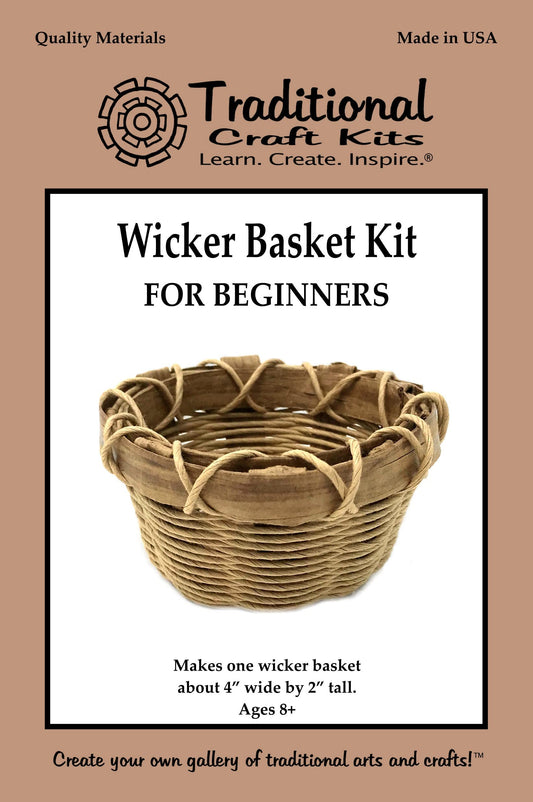 Traditional Craft Kits Wicker Basket Weaving Kit for Beginners – DIY Basket Making Kit – Includes Fiber Split, Rush, and Tools – Natural Woven Wickerwork Craft Project – Made in USA