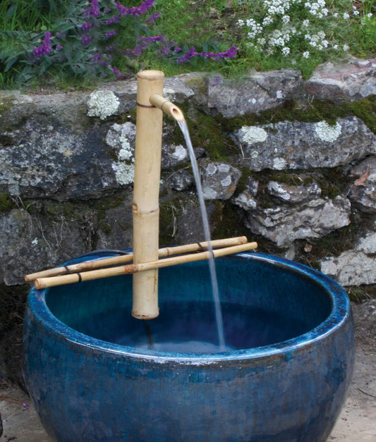 18” Bamboo Fountain Kit – Adjustable Branch Arm Spout with Quiet Pump for Indoor/Outdoor Bowl Fountains – Container Not Included | Natural Bamboo Water Feature for Zen Garden, Patio & Home Décor