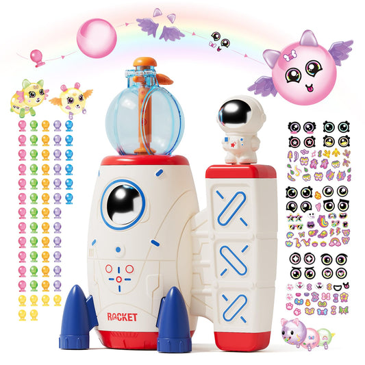 PINSHILE DIY Space Magic Balloon Craft Kit, Sticker Decorated Balloons Toy for Kids, Rocket Air Pump Fun with Balloon Monster Pals, DIY Creative Activity, Birthday Gifts for Girls Boys Ages 3+