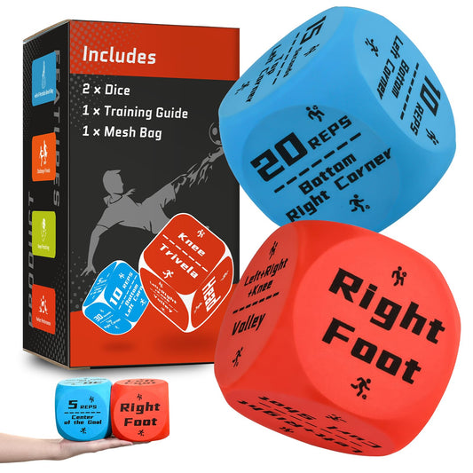Big Size Soccer Training Dice Set, 2Pcs Soccer Gifts Shooting & Juggling Soccer with Mesh Bag Training Equipment for Games, Boost Soccer Skills with Fun Practice for 8-12 Boys & Girls