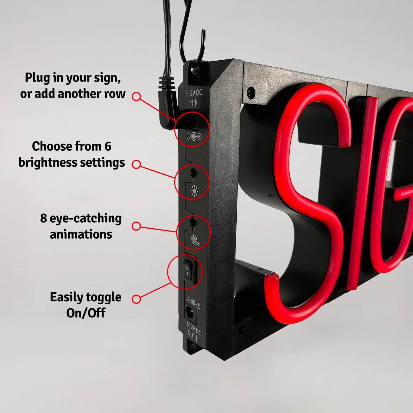 SpellBrite OPEN Sign for Business | Open Signage with Neon Look, Green LED Light Source | 16.5" x 6.3"