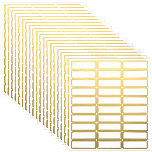 20 Sheets Printable Shipping Labels Matte White with Metallic Gold Border, Writable Printable Adhesive Sticker Blank Shipping Labels(30 Pieces/Sheet,1 x 2.7 Inch)