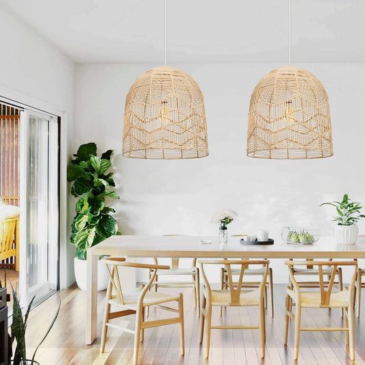 Arturesthome Weaving Natural Rattan Pendant Lighting Rope Lamp Shade Indoor Hanging Ceiling Light Fixture Handmade Lampshade 17.71"*17.71"