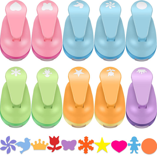 Outus 10 Pieces Craft Hole Punch Mini Craft Paper Punch Single Crafting Scrapbook Shape Hole Puncher for DIY, Scrapbook, Cards, Handmade Project, 10 Shapes