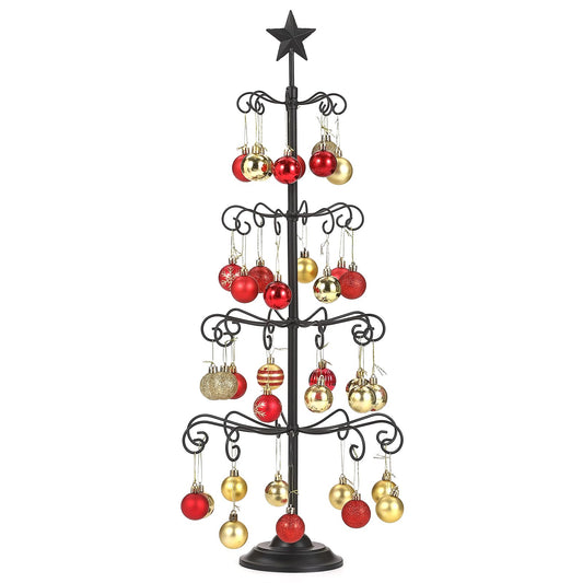 Ironlux Ornament Tree Display Stand, 30 Inch Tabletop Metal Ornament Display Tree , Black Ornaments Hanger Stand, 4 Tier Scroll Tree Rack for Easter Christmas Ornaments Displays