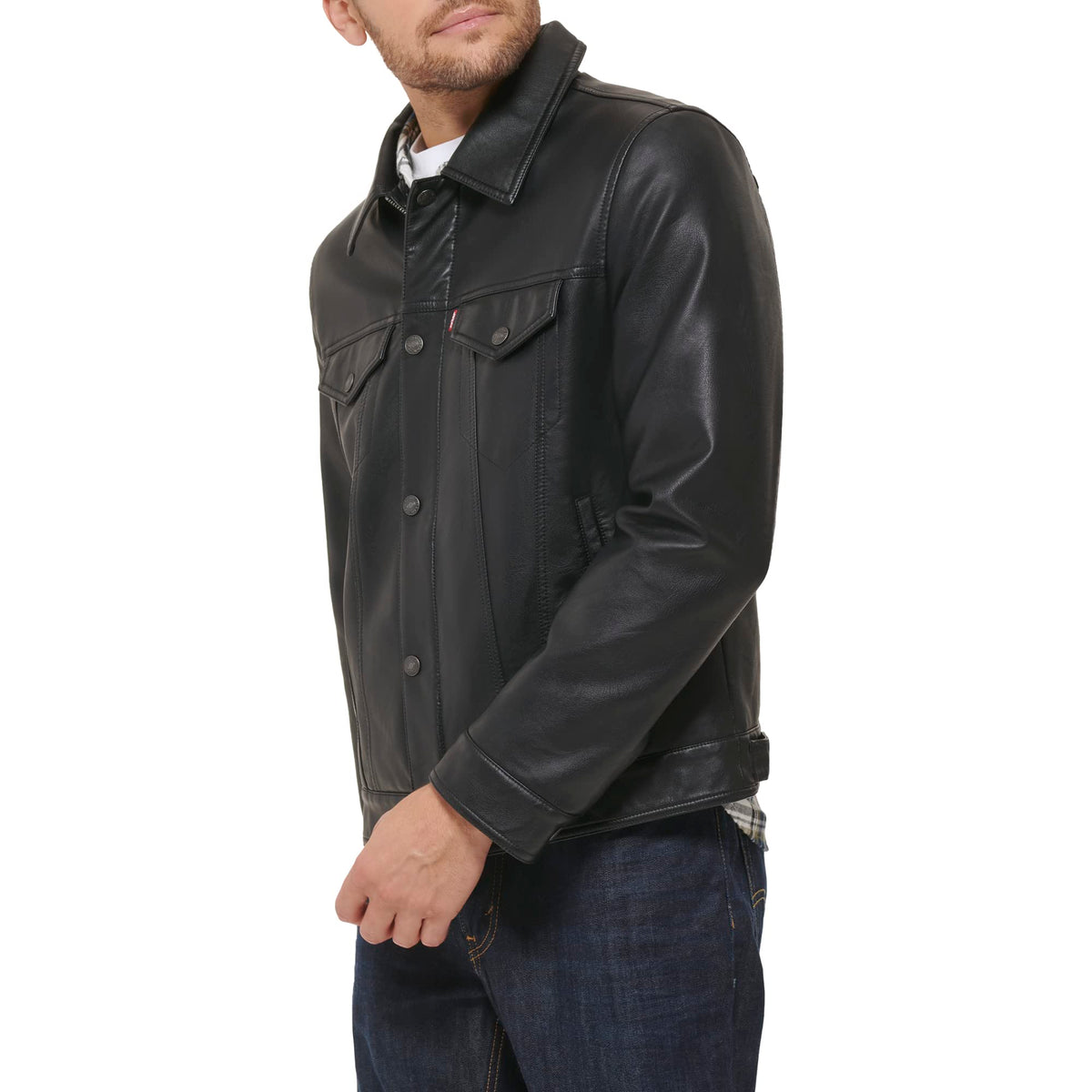 Levi's Men's Faux Leather Classic Trucker Jacket, New Black, XX-Large Tall