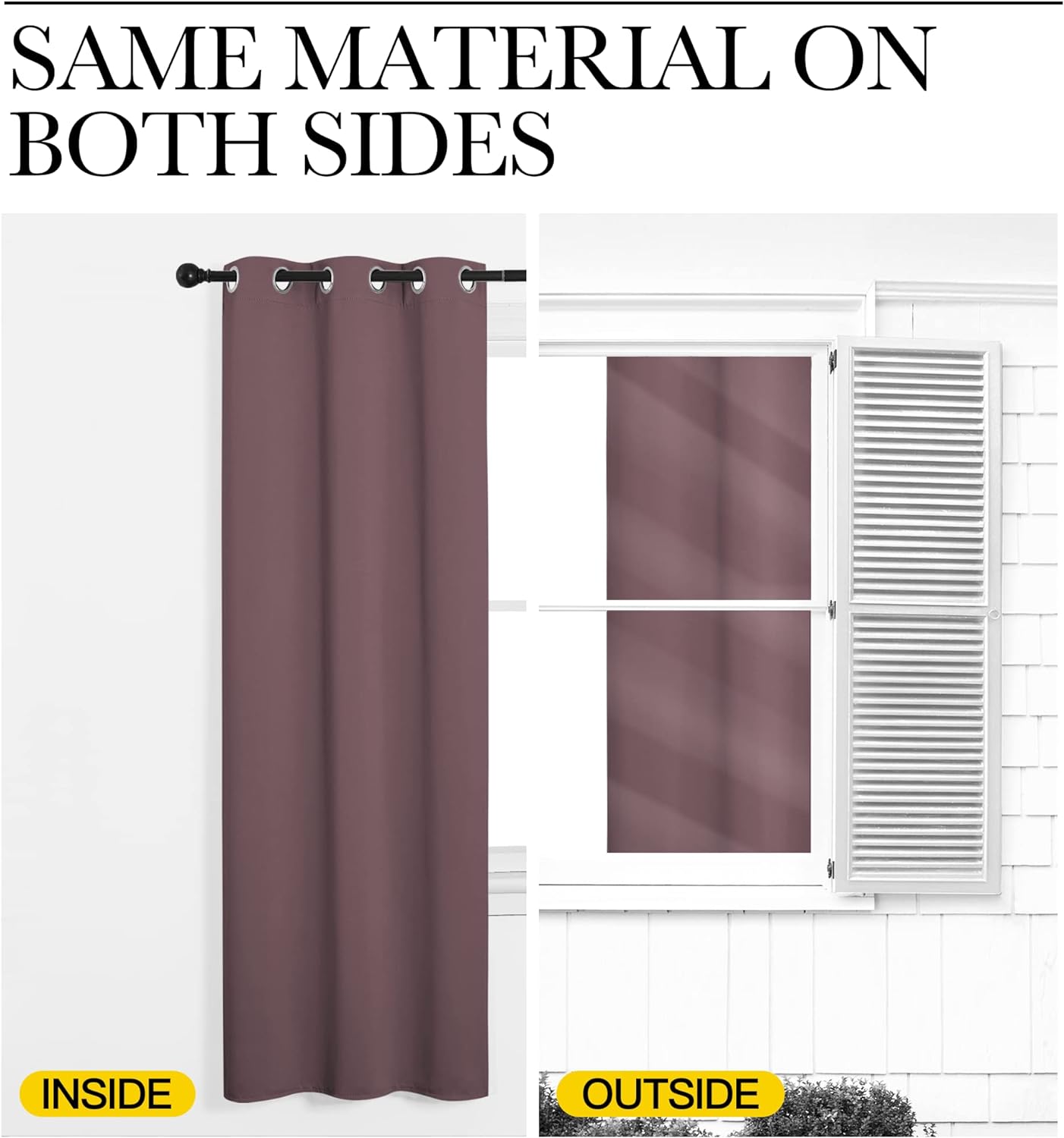 NICETOWN Thermal Insulated Blackout Curtain Panels - Dry Rose, 34x84 Inch, 1 Pair for Basement