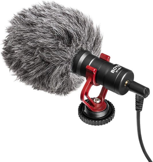 BOYA MM1 Universal Camera Microphone Super-Cardioid Shotgun Microphone with Shock Mount for Camera, Consumer, Camcorder