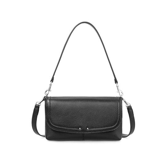 befen Genuine Leather Small Crossbody Bags for Women,Real Leather Purses with Built in RFID Wallet,Trendy Cell Phone Purse Shoulder Bag,Black Travel Purse Handbags with Card Slots and Adjustable Strap