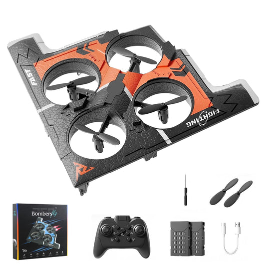 Foam Bomber-Style Drone - RC Airplane with Cool Blue LED Lights, Easy-to-Fly Remote Control Aircraft for Beginners, 2 Batteries (15 Mins Flight), Altitude Hold & 360° Flips, Indoor/Outdoor Hobby Gift
