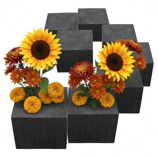 XCEL Floral Foam Blocks - Reusable, Weather Resistant Craft Foam for Artificial Flower Arrangements, Faux Florist Foam Planters Florist Supplies (Black 4" x 4" x 3" - 8 Pack)