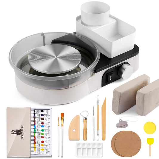 Pottery Wheel for Kids Adults and Beginners - Complete Pottery Set for Teen with 6" Turntable, 2.2lb Clay, Art Supplies Sculpting Tools, Craft Gifts for Teens Adults (Grey)