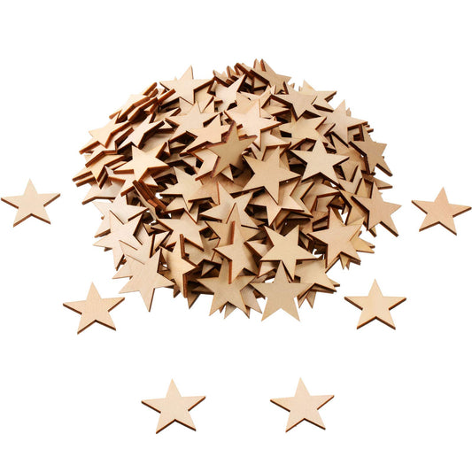 300 Pieces Wooden Stars Shape Unfinished Stars Pieces Blank Wooden Cutouts Ornaments for Craft and Easter Decoration(1-1/4 Inch)