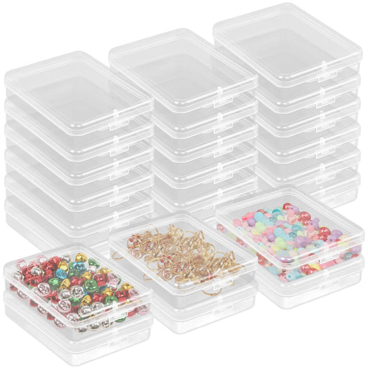 Nsmykhg Small Plastic Storage Containers - 24 Pack Clear Boxes for Beads, Jewelry, and Craft - Stackable Mini 4.3"x3.5"x1.1"
