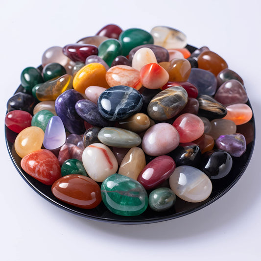 SigMntun Polished Colorful Healing Crystal Stone Set, 72 Pcs 0.5" Tumbled Gemstones, Bulk Decorative Pretty Rocks Collection for Meditation, Reiki, Grounding, Vase Filler, Mancala Stones and Crafts