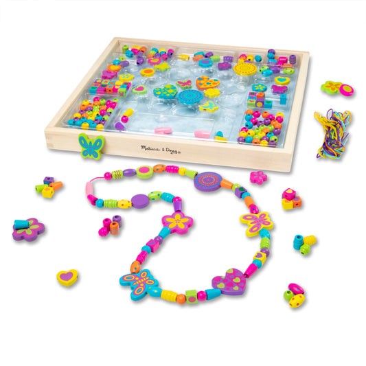 Melissa & Doug Created by Me! Bead Bouquet, Deluxe Wooden Jewelry Making Kit, 220+ Bright Colored Beads & Cords, DIY Necklace & Bracelet Making Kit, Arts & Crafts Toddler Toys for Kids Ages 4+