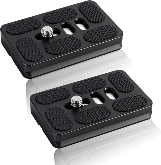 Wokyo 2 Pack PU60 1/4 inch-20 Quick Release Plate with Screw All Metal Tripod Mount Plate, Universal Camera Mount