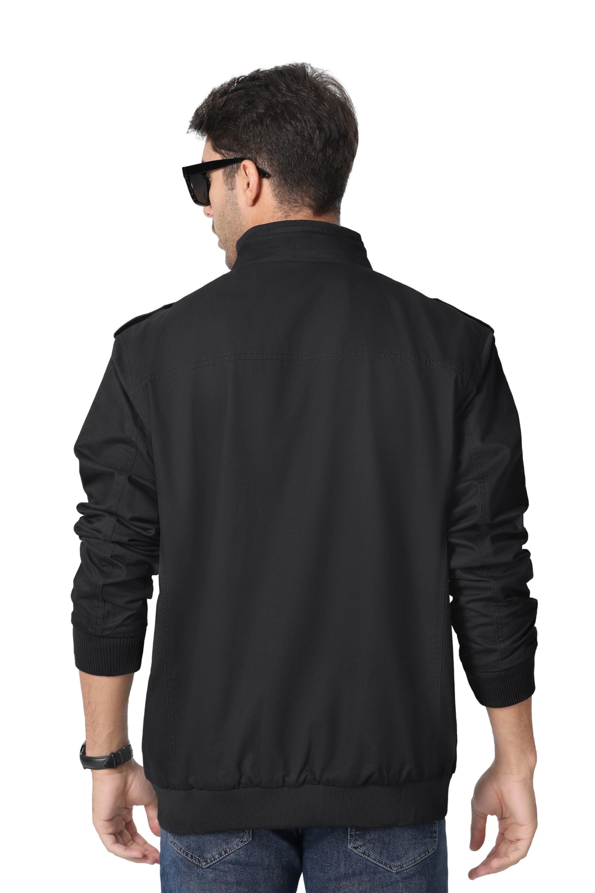 MAGNIVIT Men's Military Cargo Jacket Lightweight Full Zip Jackets Black M