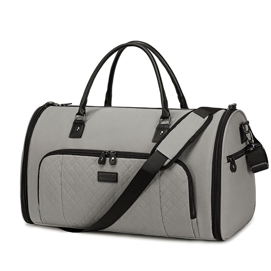 Vessgra Garment Bag for Airplane Travel, Carry On Garment Duffle Bags for Women, 2 in 1 Travel Suit Bag with Shoes Compartment Carry on Bag Hanging Garment Bag Travel with Shoulder Strap,Grey