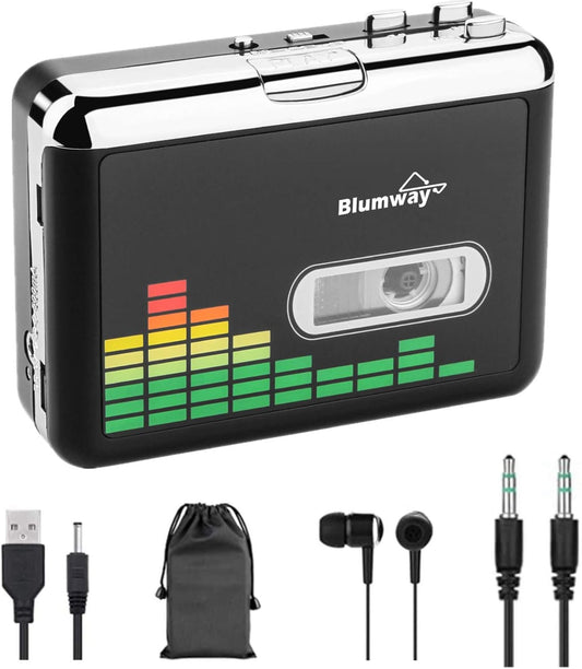 BlumWay Cassette MP3 Cassette MP3 Cassette USB to Converter, Portable Tape Player to Format, Audio Music Tape