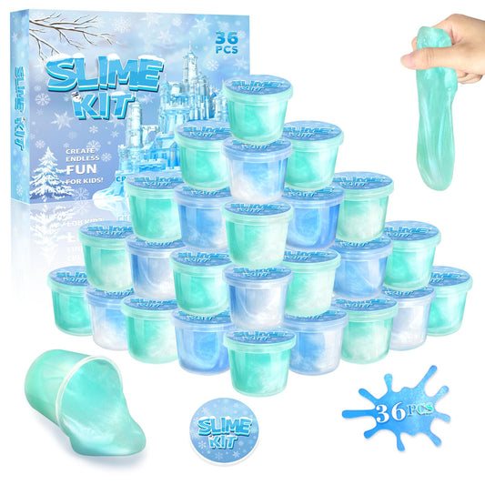 36 Pack Frozen Slime Party Favors for Kids Winter Snowflake Slime Putty Toys Christmas Easter Birthday Goodie Bag Stuffer Classroom Reward for Girls Boys Stretchy Non-Sticky Stress Relief