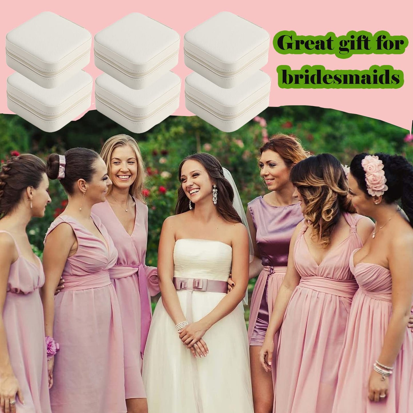 CIPIDI Travel Jewelry Case Bridesmaid Gifts Box,12 Pack Small Jewelry Box Mini Jewelry Organizer,PU Leather Portable Earring Storage Box for Women Girls Bridesmaid Proposal Gifts